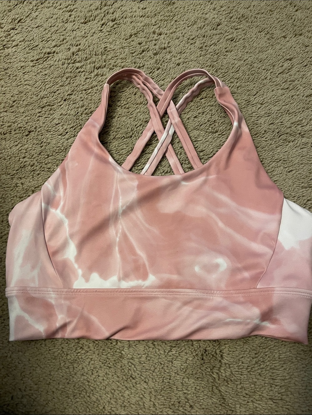 BuffBunny Pink Marble Crisscross Sports Bra